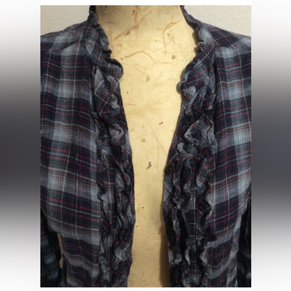Eddie Bauer Ruffle Flannel Button zip - Picture 6 of 8